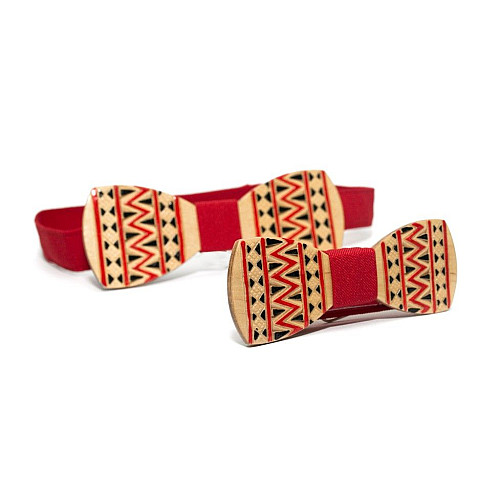 Набір дерев'яний метелик Gofin для сина та батька з візерунком GBDH-9002