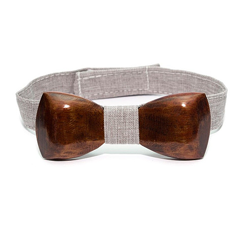 Набір темна дерев'яна краватка метелик Gofin для сина та батька GBDH-9006