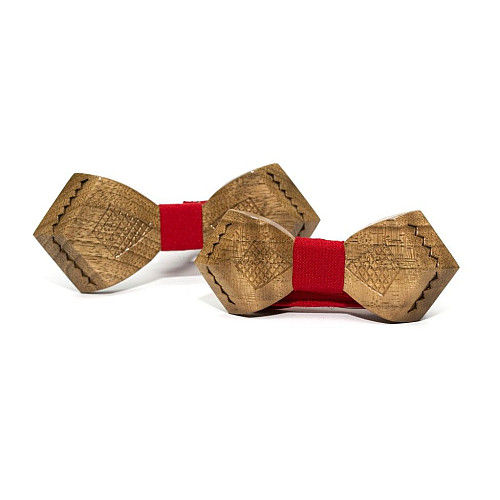 Набор темная деревянная галстук бабочка Gofin для сына и отца с узором GBDH-9007