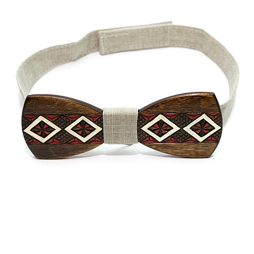 Набор деревянная галстук бабочка Gofin для сына и отца с рисунком вишивка GBDH-9009