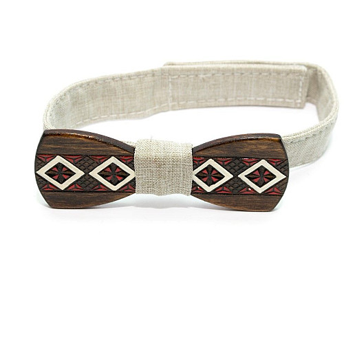 Набор деревянная галстук бабочка Gofin для сына и отца с рисунком вишивка GBDH-9009