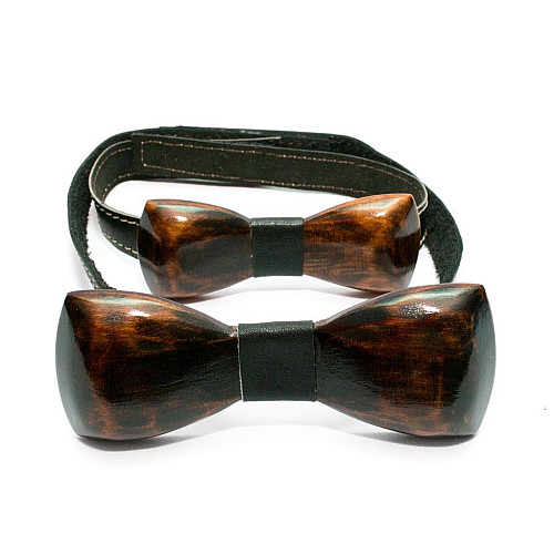 Набор деревянная галстук бабочка Gofin для сына и отца темная GBDH-9013