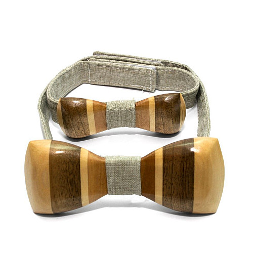 Набор деревянных галстук бабочек Gofin для сына и отца светлая-темная матовый GBDH-9016