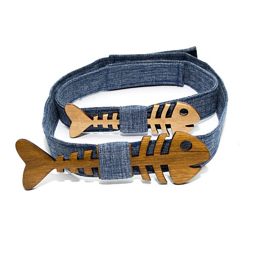 Набір дерев'яний краватка метелик Gofin для сина та батька риба GBDH-9019