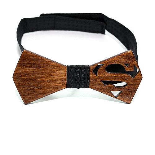 Набір матовий дерев'яний краватка метелик Gofin для сина та батька супермен GBDH-9020