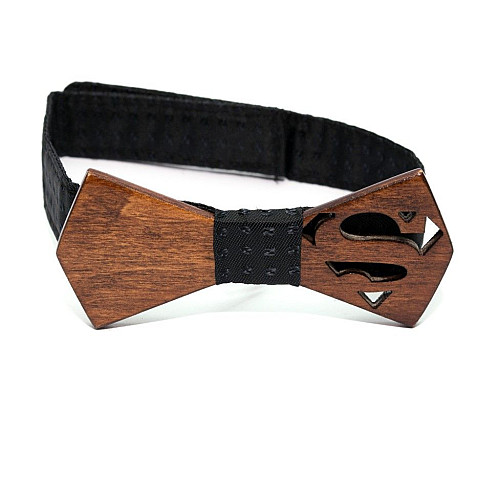 Набір матовий дерев'яний краватка метелик Gofin для сина та батька супермен GBDH-9020