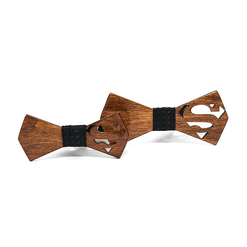 Набір матовий дерев'яний краватка метелик Gofin для сина та батька супермен GBDH-9020
