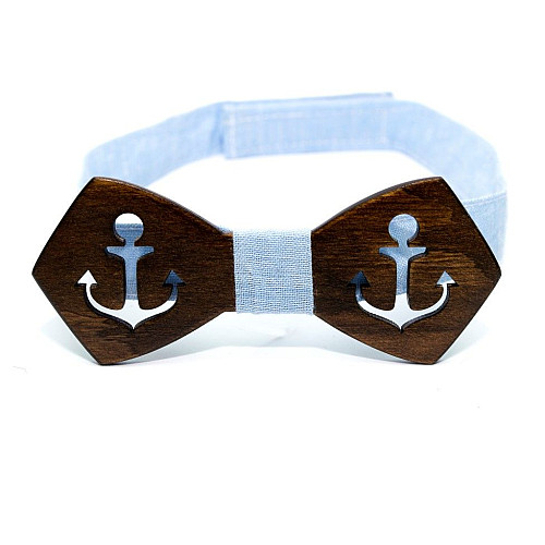 Набор деревянная галстук бабочка Gofin для сына и отца с якорем GBDH-9026