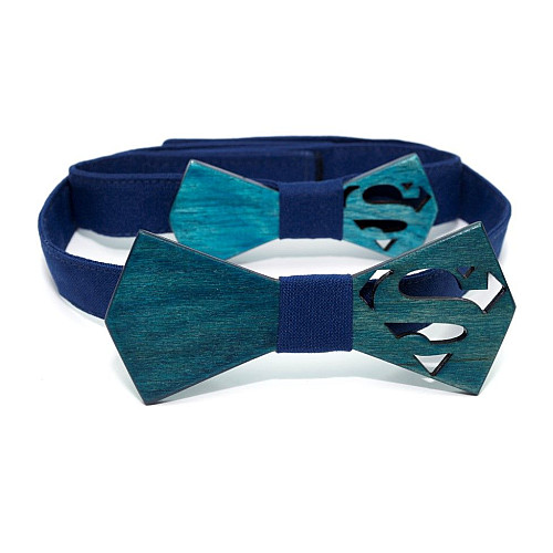 Набір супермен дерев'яна краватка метелик Gofin для сина та батька GBDH-9030