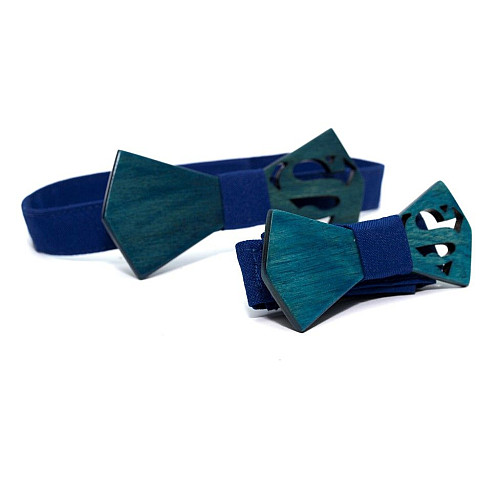 Набір супермен дерев'яна краватка метелик Gofin для сина та батька GBDH-9030