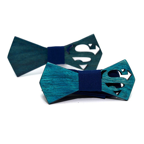 Набір супермен дерев'яна краватка метелик Gofin для сина та батька GBDH-9030