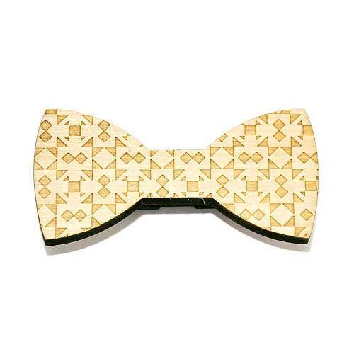 Деревяний краватка метелик з трикутниками і ромбіками GBDK-5002