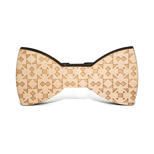 Деревяний краватка метелик з трикутниками і ромбіками GBDK-5002