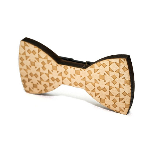 Деревяний краватка метелик з трикутниками і ромбіками GBDK-5002