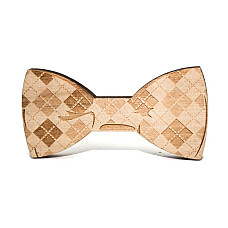 Деревяний краватка метелик з квадратиками GBDK-5006