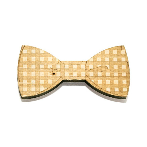 Деревянная галстук бабочка мелкие квадратики GBDK-5008