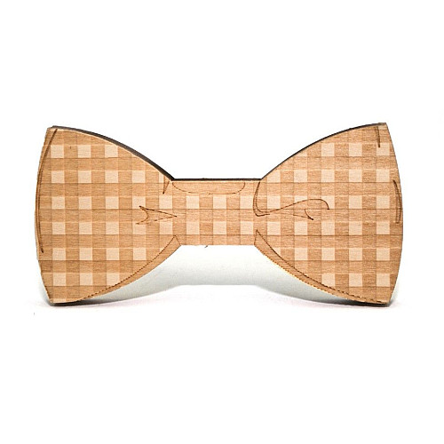 Деревянная галстук бабочка мелкие квадратики GBDK-5008