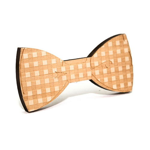 Деревянная галстук бабочка мелкие квадратики GBDK-5008