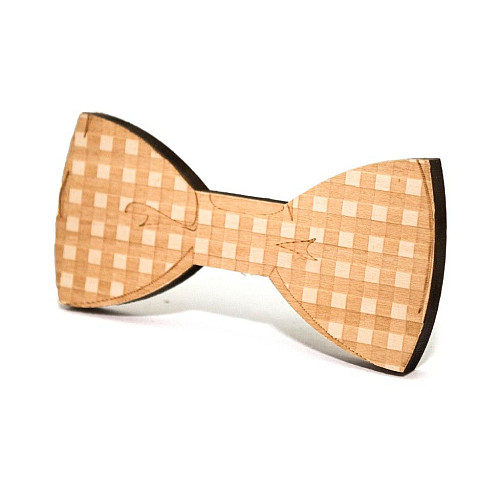 Деревянная галстук бабочка мелкие квадратики GBDK-5008