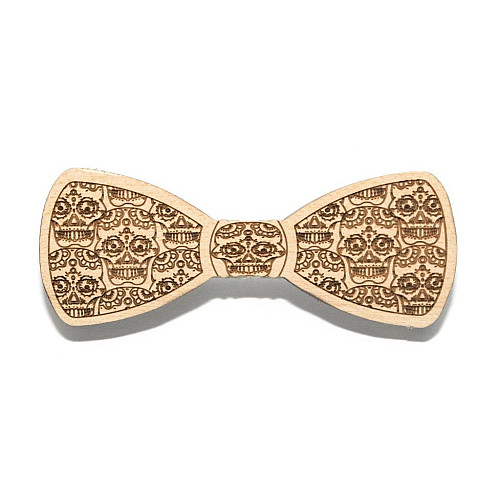 Деревяний краватка метелик з черепами GBDK-5017