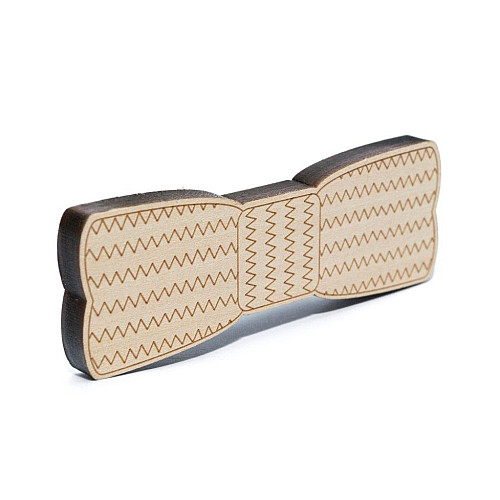 Деревянная галстук бабочка в зигзаг GBDK-5018