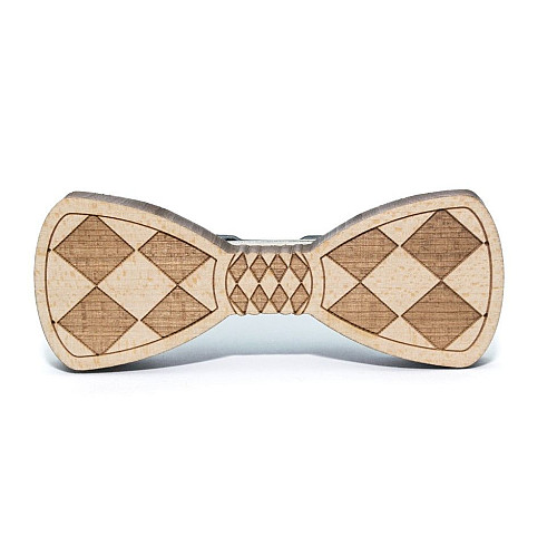 Деревяна краватка метелик Ромбики GBDK-5021
