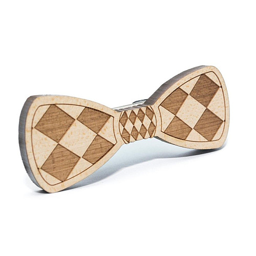 Деревяна краватка метелик Ромбики GBDK-5021