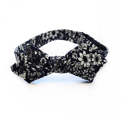 Краватка метелик самовяз діамант синій з квітами GBS-7400