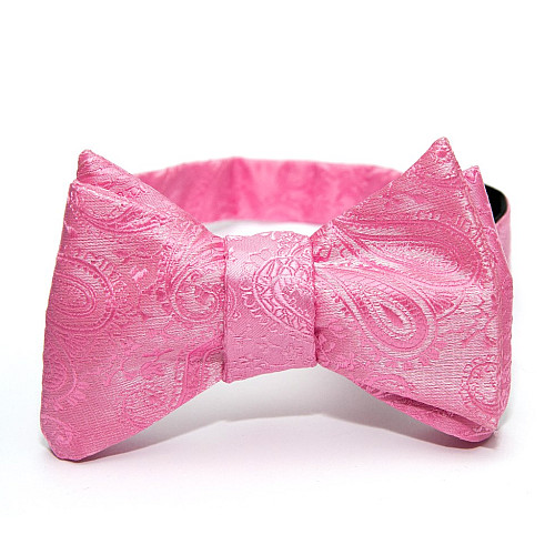 Розовая галстук бабочка самовяз с узором GBSV-4901