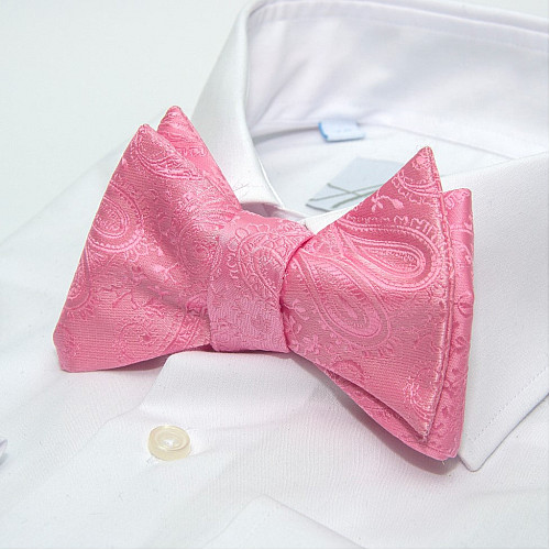 Розовая галстук бабочка самовяз с узором GBSV-4901
