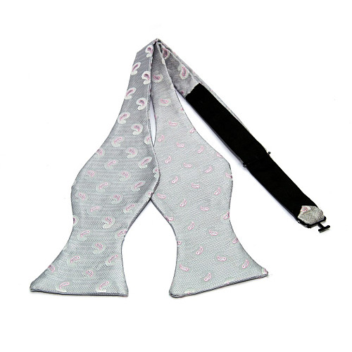 Серая галстук бабочка самовяз с узором GBSV-4908