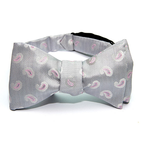 Серая галстук бабочка самовяз с узором GBSV-4908