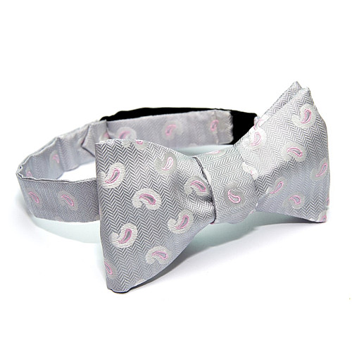 Серая галстук бабочка самовяз с узором GBSV-4908