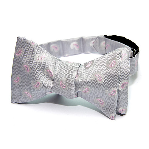 Серая галстук бабочка самовяз с узором GBSV-4908