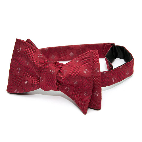 Галстук бабочка самовяз красная в квадратики GBSV-4918