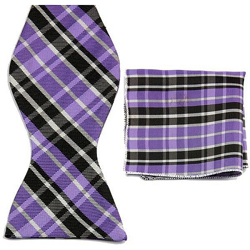 Набір фіолетовий метелик і хустинка в клітку GBZN-309