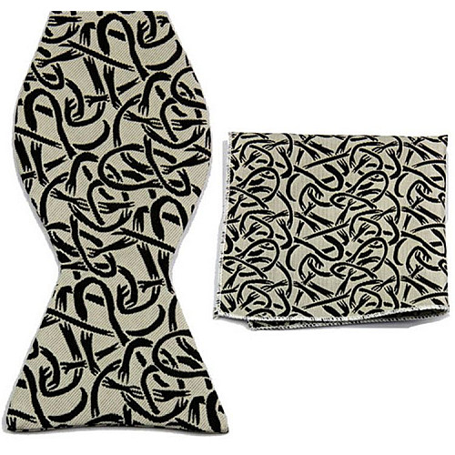 Набор серый бабочка и платок в черные полосы GBZN-323