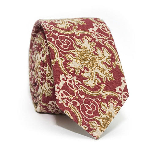Галстук шерстяной Красный с Желтым узором GSH-1203