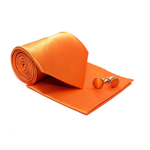 Набор оранжевый 3в1, галстук, платок, запонки GZN-6305