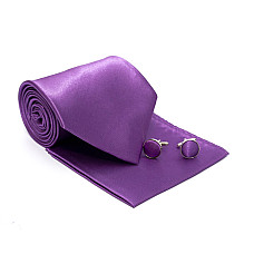 Набор фиолетовый 3в1, галстук, платок, запонки GZN-6306