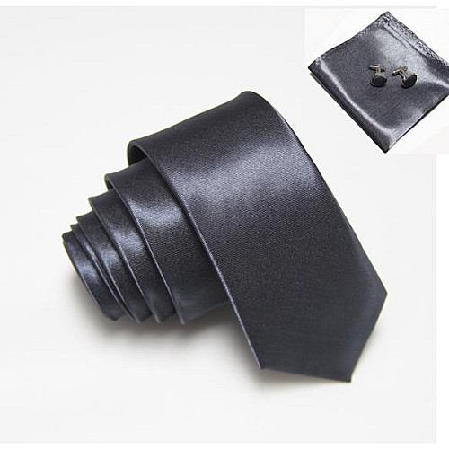 Набір Сірий, краватка, хустинка, запонки GZP-3505