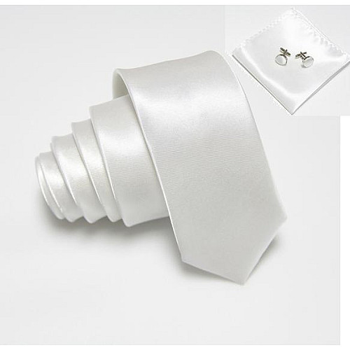 Набір Білий, краватка, хустинка, запонки GZP-3507