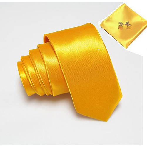 Набір Жовтий, краватка, хустинка, запонки GZP-3514