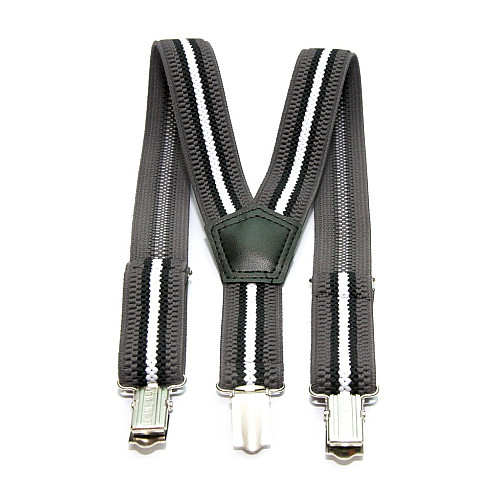 Подтяжки Gofin детские Серые с широкой белой полоский PBD-0100