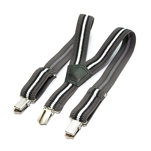 Подтяжки Gofin детские Серые с широкой белой полоский PBD-0100