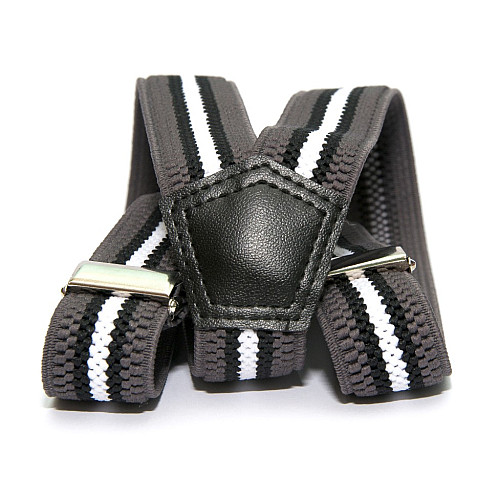 Подтяжки Gofin детские Серые с широкой белой полоский PBD-0100