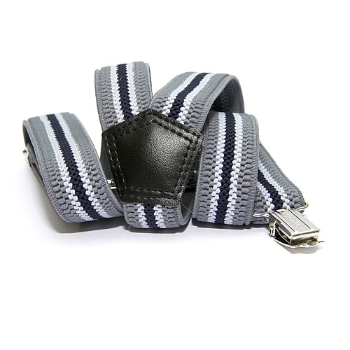 Подтяжки Gofin детские Серые в черные и белые полоски PBD-0101