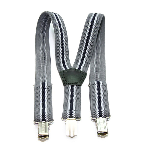 Подтяжки Gofin детские Серые в черные и белые полоски PBD-0101