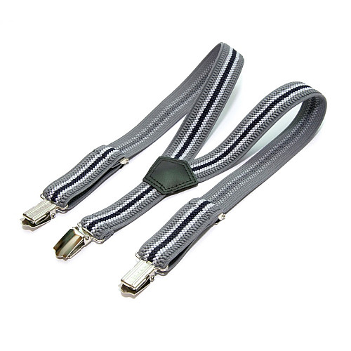 Подтяжки Gofin детские Серые в черные и белые полоски PBD-0101