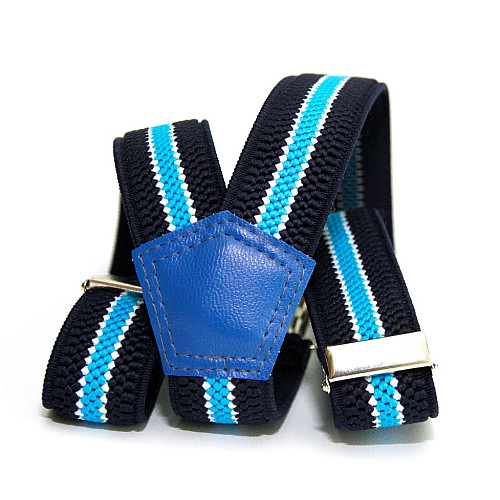 Подтяжки Gofin детские Темно-Синие с голубой полоской PBD-0102